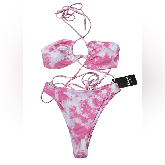 NWT TieDye Pink Strappy Bikini - Picture 4 of 4